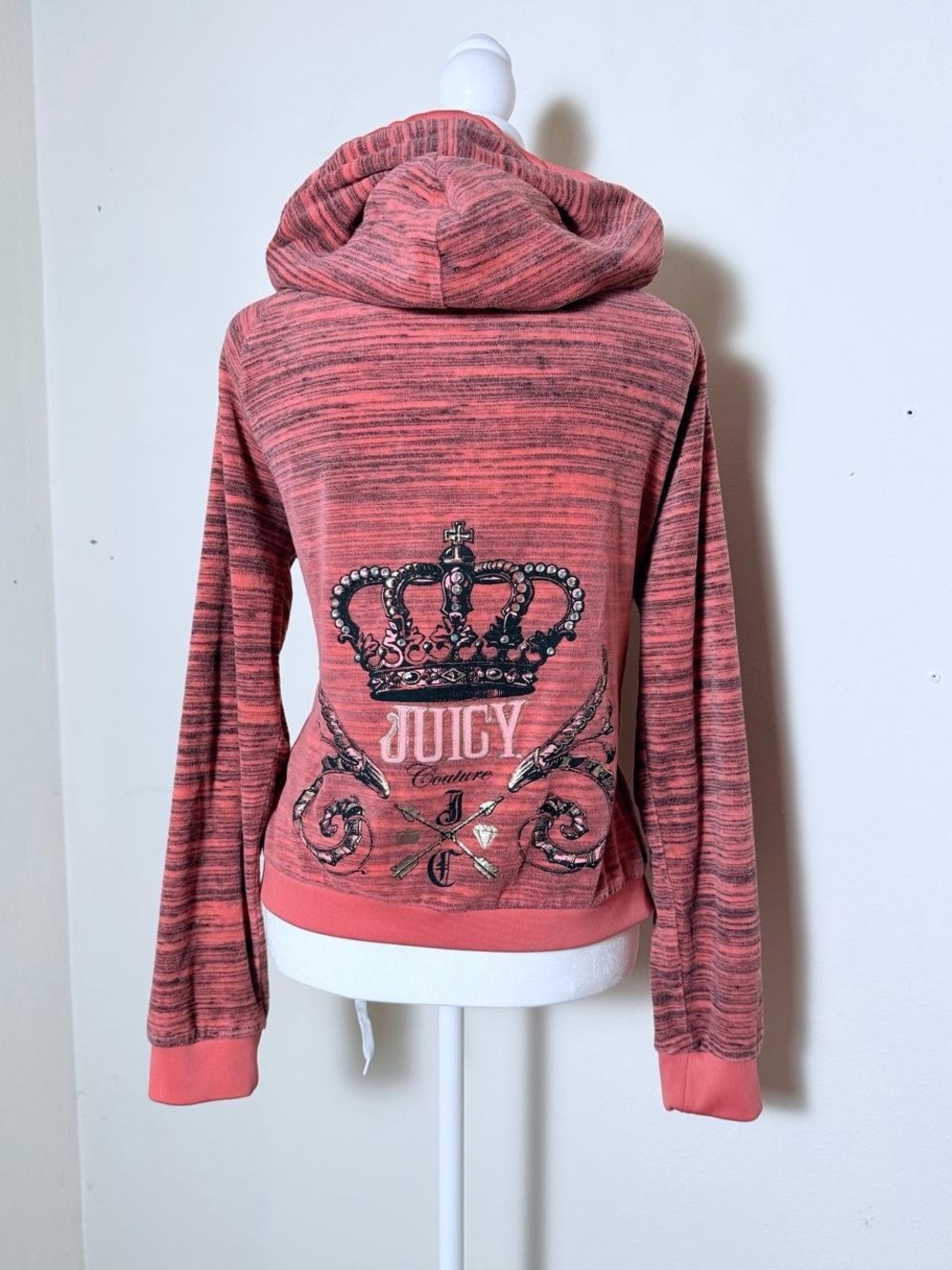 Juicy Couture Coral Pink Hooded Sweater with Crown Logo